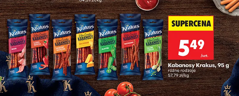 Kabanosy Krakus drobiowo-wieprzowe promocja w Biedronka