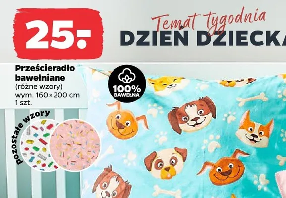 Prześcieradło bawełniane wym. 160x200cm promocja w Netto