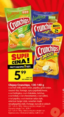 Chipsy Crunchips Lorenz x-cut cheese&onion promocja w Twój Market