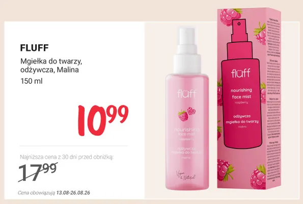 Mgiełka do twarzy Fluff odżywcza Malina promocja w Rossmann