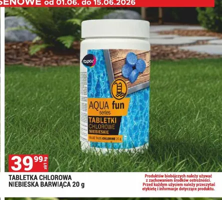 Tabletka chlorowa niebieska barwiąca 20g Aqua fun promocja w Merkury Market