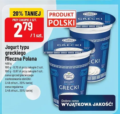 Jogurt typu greckiego promocja w POLOmarket