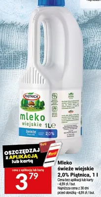 Mleko świeże wiejskie 2,0% Piątnica promocja w Twój Market