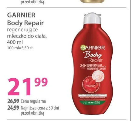 Regenerujące mleczko do ciała Garnier Body Repair promocja w Hebe