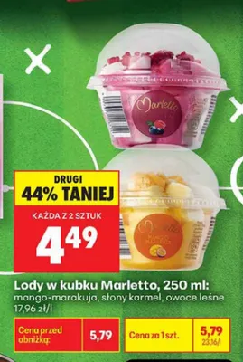 Lody w kubku Marletto mango-marakuja promocja w Biedronka