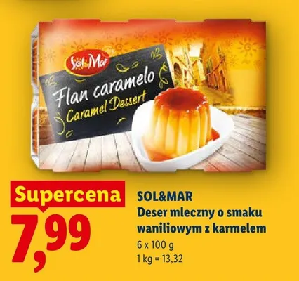 Deser mleczny o smaku waniliowym z karmelem Sol&Mar promocja w Lidl