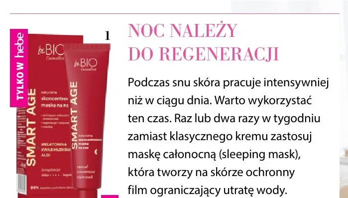 Skoncentrowana maska do twarzy na noc Smart Age beBIO promocja w Hebe