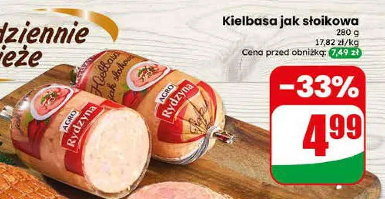 Kiełbasa jak słoikowa Agro Rydzyna promocja w Dino