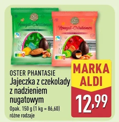 Jajeczka z czekolady z nadzieniem nugatowym promocja w Aldi