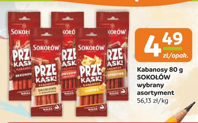 Kabanosy drobiowe z wieprzowiną Sokołów promocja w Gama
