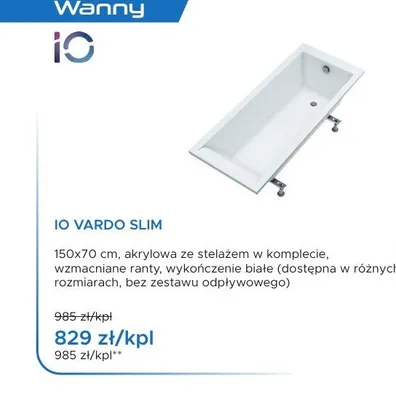 Wanna akrylowa IO Vardo Slim promocja w Blu Salony Łazienek