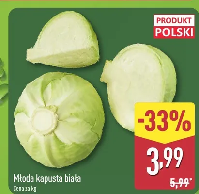 Kapusta biała młoda promocja w Aldi