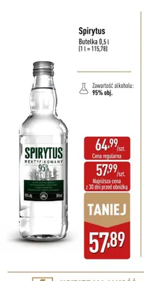 Spirytus Rektyfikowany promocja w Aldi