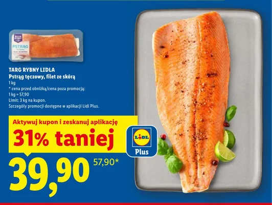 Pstrąg tęczowy filet ze skórą Targ Rybny Lidla promocja w Lidl