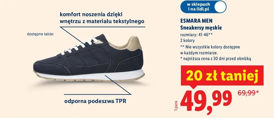 Sneakersy męskie promocja w Lidl