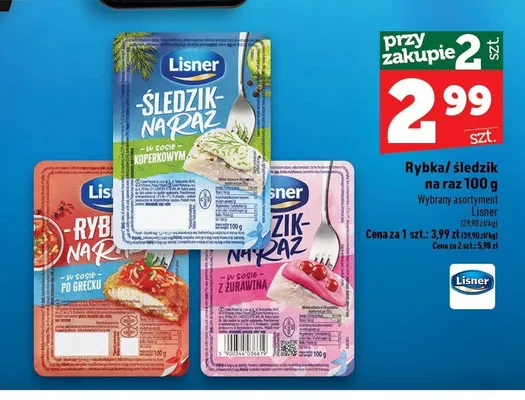 Śledzik na raz w sosie z żurawiną Lisner promocja w TOPAZ