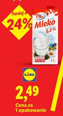 Mleko UHT 3,2% Pilos promocja w Lidl