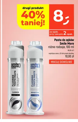 Pasta do zębów Smile More Carbon Sweet Mint promocja w Dealz