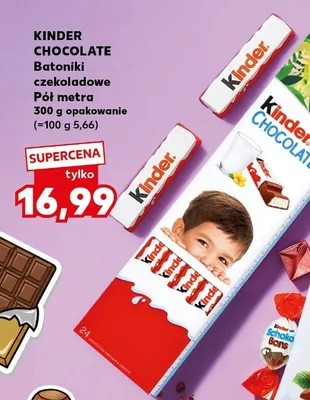 Batoniki czekoladowe Kinder Chocolate Pół metra promocja w Kaufland