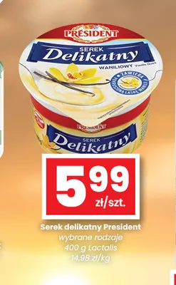 Serek delikatny waniliowy President promocja w emma MARKET