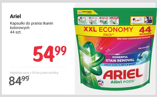 Kapsułki do prania tkanin kolorowych Ariel promocja w Rossmann