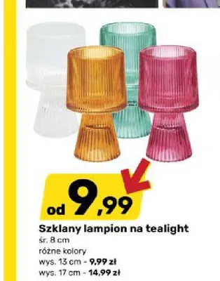 Szklany lampion na tealight wys. 17 cm promocja w Bricomarche