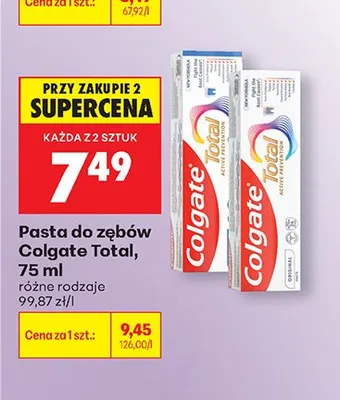 Pasta do zębów Colgate Total Original promocja w Biedronka