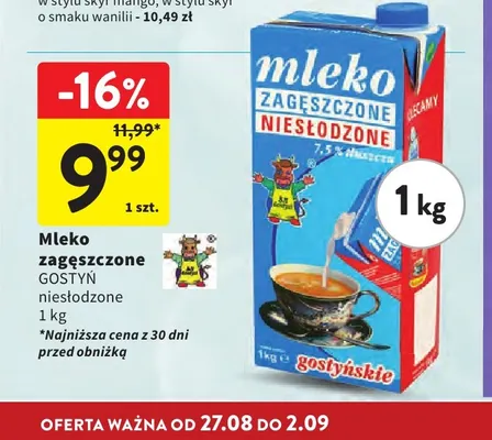 Mleko zagęszczone niesłodzone Gostyń promocja w Intermarche