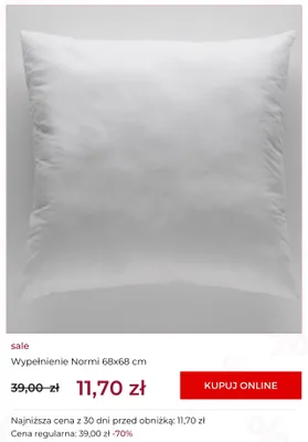 Wypełnienie poduszki Normi home&you 68x68 cm promocja w home&you