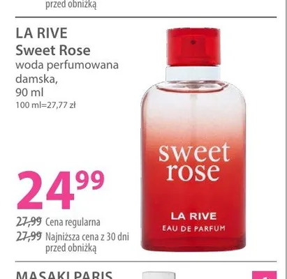 Woda perfumowana damska La Rive Sweet Rose promocja w Hebe