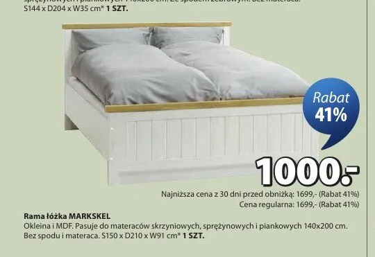 Rama łóżka MARKSKEL promocja w Jysk