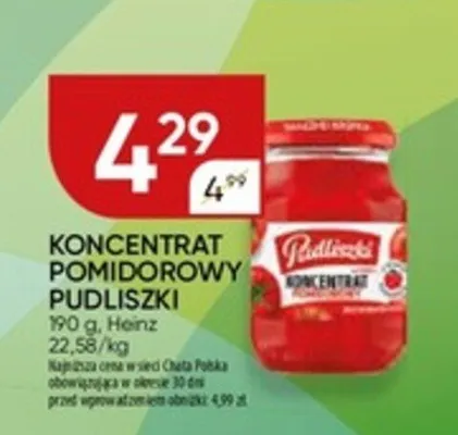 Koncentrat pomidorowy pudliszki promocja w Chata Polska