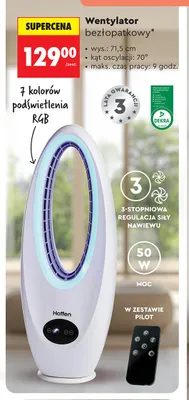 Wentylator bezłopatkowy Hoffen 71,5cm 50W promocja w Biedronka