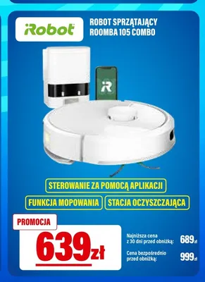 Robot sprzątający iRobot Roomba 105 Combo promocja w RTV EURO AGD