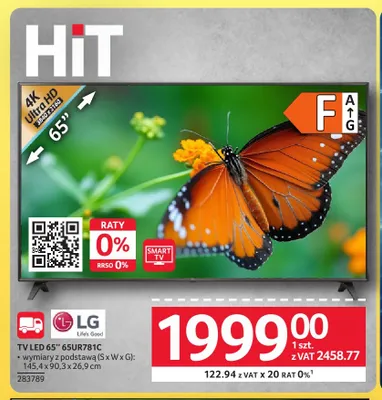 Telewizor LED 65" Lg 65UR781C promocja w Selgros