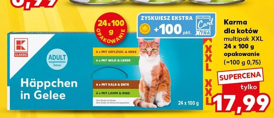 Karma dla kotów Häppchen in Gelee 24-pak K-Classic promocja w Kaufland