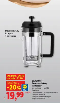 Zaparzacz do kawy lub herbaty 1,2 l Silvercrest promocja w Lidl
