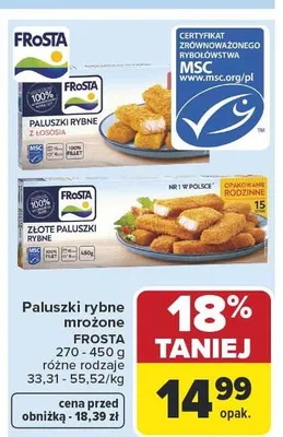 Paluszki rybne mrożone różne rodzaje promocja w Carrefour Market