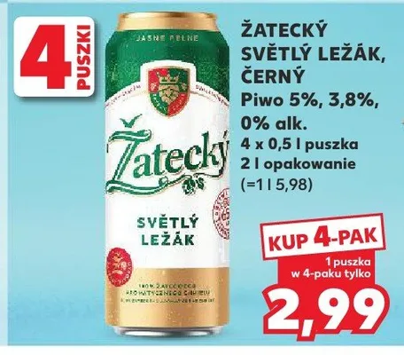 Piwo světlý ležák, černý promocja w Kaufland