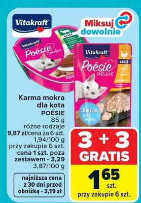 Karma mokra dla kota Poésie różne rodzaje promocja w Carrefour Market