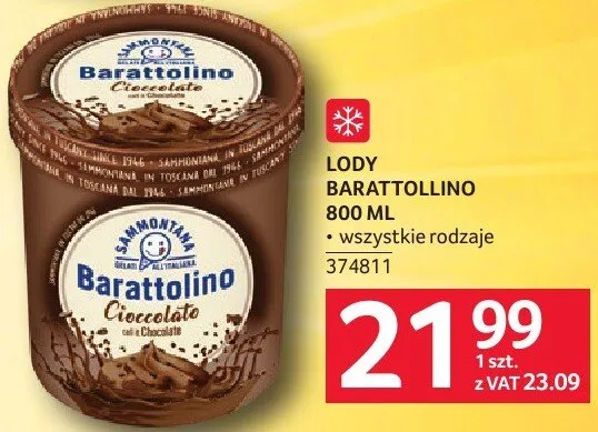 Lody Barattolino 800 ml promocja w Selgros