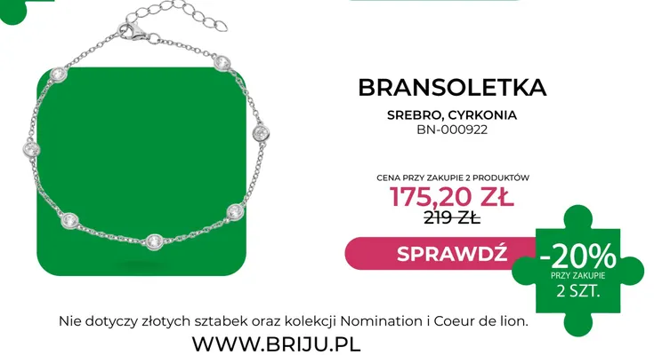 Bransoletka srebro cyrkonia BN-000922 Briju promocja w Briju