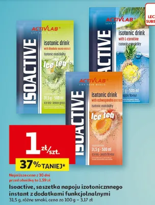 Isoactive, saszetka napoju izootonicznego instant z dodatkami funkcjonalnymi różne smaki promocja w Auchan
