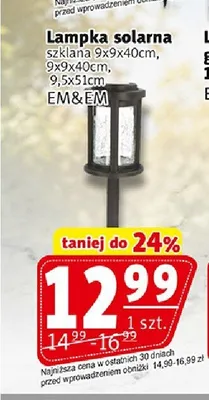 Lampka solarna szklana EM&EM promocja w Prim Market
