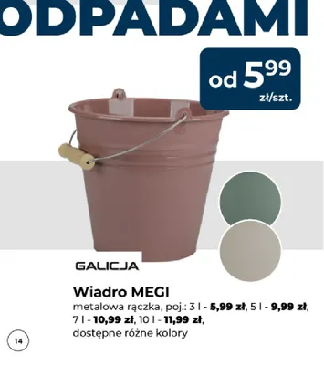 Wiadro Megi metalowa rączka 5 l Galicja promocja w PSB Mrówka