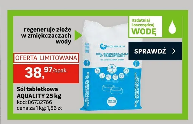 Sól tabletkowa AQUALITY 25 kg promocja w Leroy Merlin