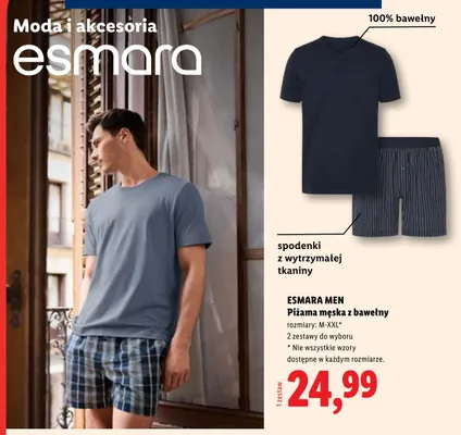 Piżama męska z bawełny Esmara Men promocja w Lidl