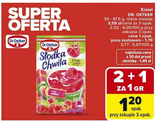 Kisiel Dr. Oetker 30-47,5g różne rodzaje promocja w Carrefour Market