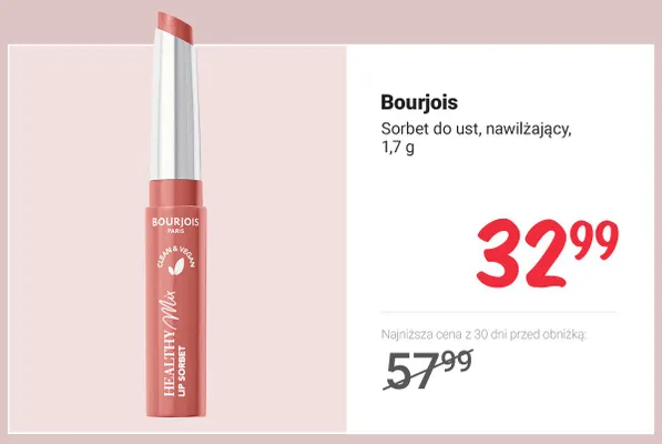 Sorbet do ust nawilżający Bourjois Healthy Mix Lip Sorbet promocja w Rossmann