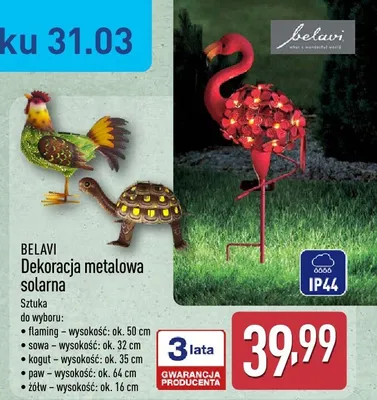 Dekoracja metalowa solarna flamingo promocja w Aldi